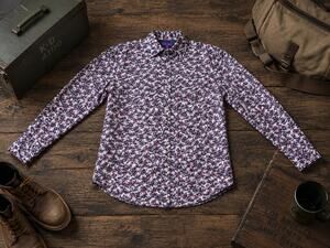 Tallia Mens L 16.5 Floral Button Up Shirt Long Sleeve Multicolor Slim Fit
